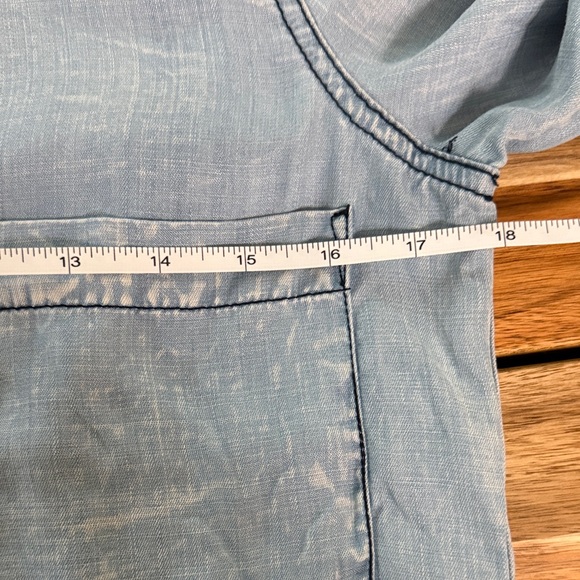 Skies Are Blue Chambray Popover Top | XS | Soft Denim Tunic - Picture 9 of 11